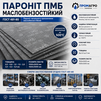 Пароніт ПМБ 1 мм фото